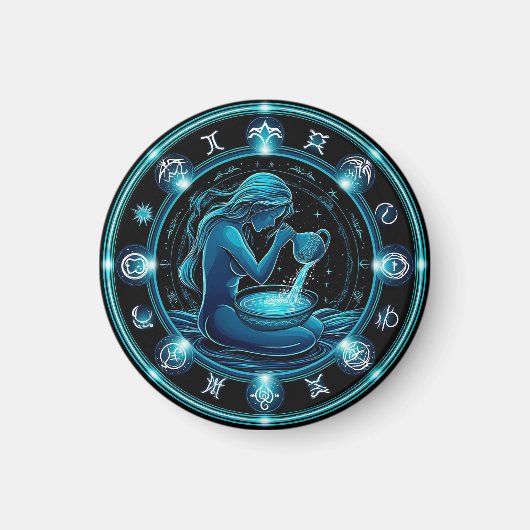 Aquarius signieren schöne digitale Illustration Magnet (Vorne)