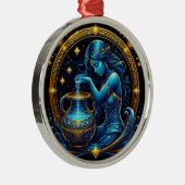 Aquarius signieren schöne digitale Illustration Ornament Aus Metall (Rechts)