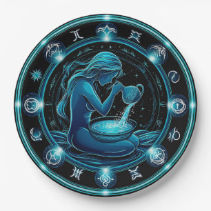 Aquarius signieren schöne digitale Illustration Pappteller