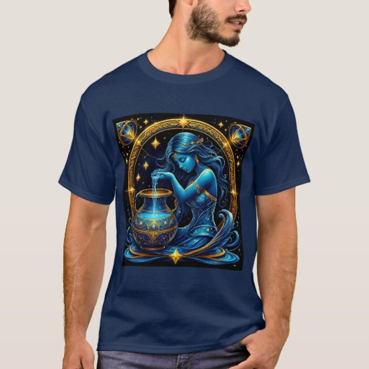 Aquarius signieren schöne digitale Illustration T-Shirt (Vorderseite)