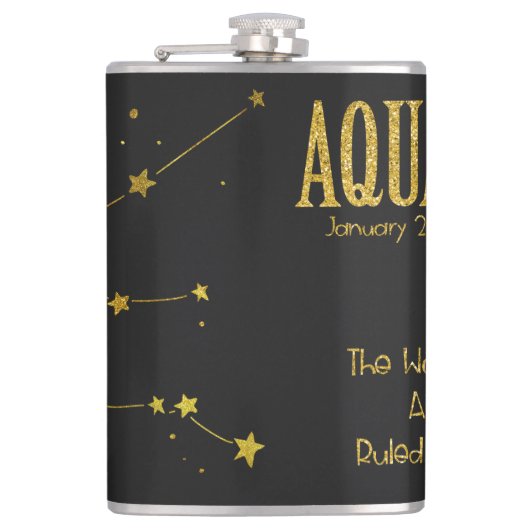 Aquarius Star Sign Flachmann (Vorderseite)