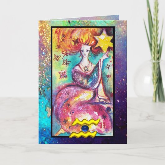 AQUARIUS, STAR TAROT ASTROLOGIE ZODIAC GEBURTSTAG KARTE (Vorderseite)