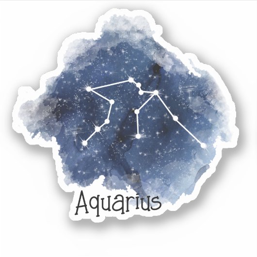 Aquarius Starry Night Constellation Custom-Cut Aufkleber (Vorderseite)