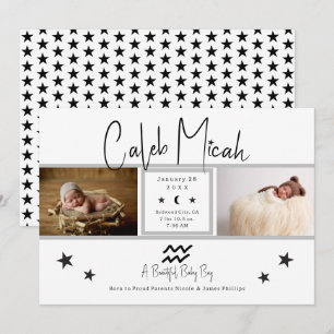 Aquarius Stars Foto Baby Geburtsanzeige Einladung