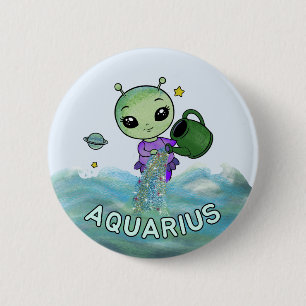 Aquarius-Stern-Sternzeichen Seegreifer Zodier Button