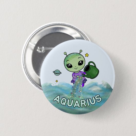 Aquarius-Stern-Sternzeichen Seegreifer Zodier Button (Vorne & Hinten)