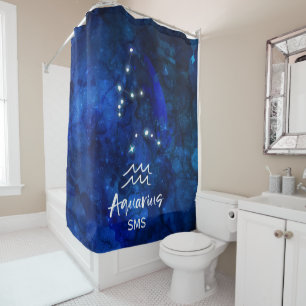 Aquarius-Sternbild Blaue Galaxie Monogramm Duschvorhang