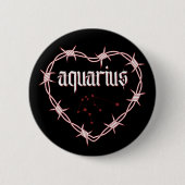 Aquarius Sternbild Gothic Dunkle Kantige Geburtsta Button (Vorderseite)