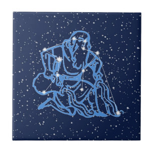 Aquarius-Sternbild und Sonnenzeichen mit Sternen C Fliese