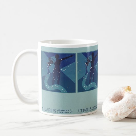 Aquarius-Sternbild, Vintage Zodiakastasenlogie Kaffeetasse (Mit Donut)