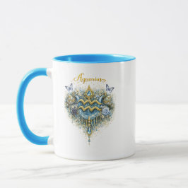 Aquarius-Sternzeichen-Blumenherz-Tasse – Elegante Tasse