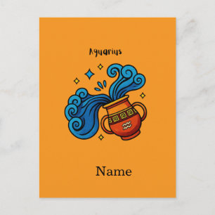 Aquarius-Sternzeichen Cartoon-Illustration Feiertagspostkarte