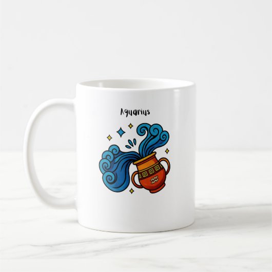 Aquarius-Sternzeichen Cartoon-Illustration Kaffeetasse (Links)