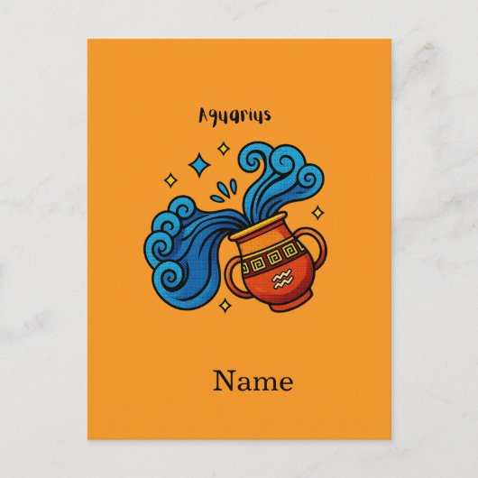 Aquarius-Sternzeichen Cartoon-Illustration Postkarte (Vorderseite)