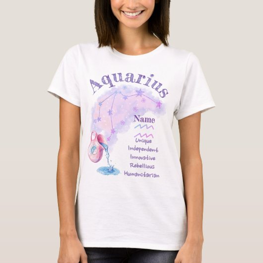 Aquarius Sternzeichen Design T-Shirt *1 (Vorderseite)