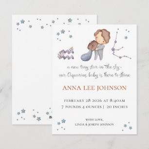 Aquarius-Sternzeichen-Geburtsankündigung Feiertagskarte