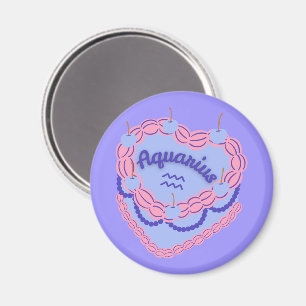 Aquarius-Sternzeichen-Pastell-Herz-Geburtstagstort Magnet