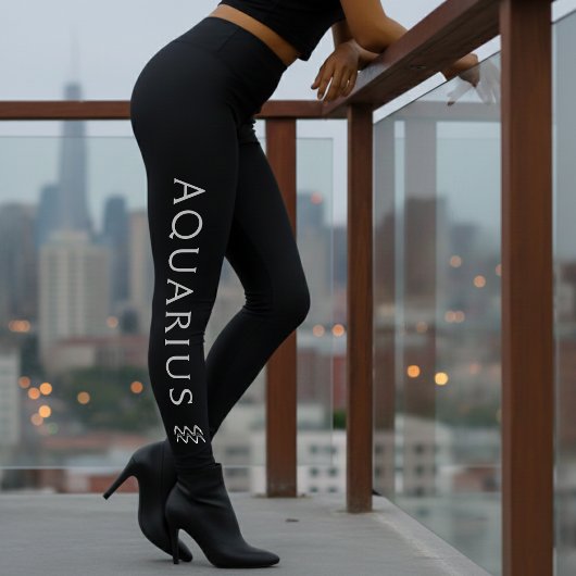 Aquarius Sternzeichen Silber Schwarz Astrologie Ge Leggings