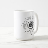 Aquarius-Sternzeichen Sonnenburst-Typografie Astro Kaffeetasse (VorderseiteRechts)