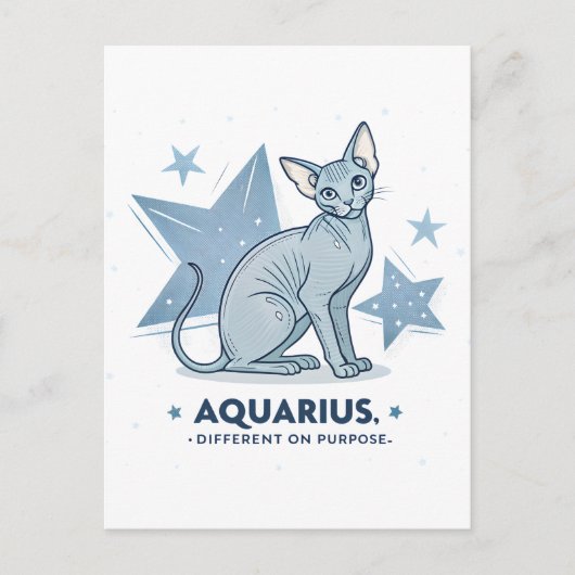 Aquarius-Sternzeichen Sphynx-Katze Different Purpo Postkarte (Vorderseite)