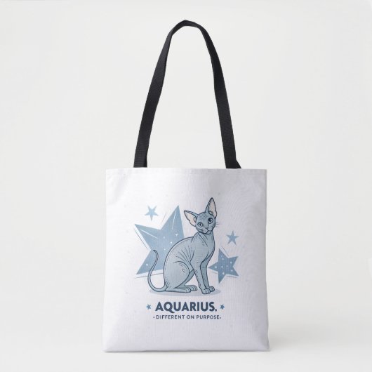 Aquarius-Sternzeichen Sphynx-Katze Different Purpo Tasche (Vorderseite)