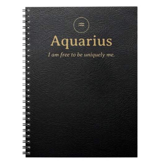 Aquarius-Sternzeichen-Spiralblock -Faux-Leder-Opti Notizblock (Vorderseite)