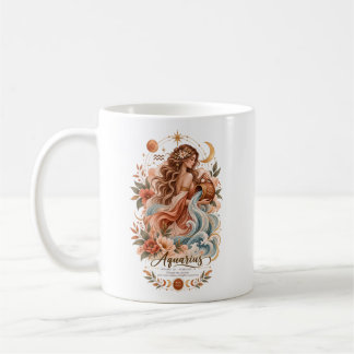 Aquarius-Sternzeichen Terrakotta Botanische Astrol Kaffeetasse