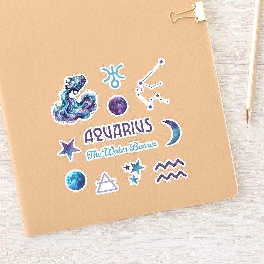 Aquarius-Sternzeichens-Sticker-Sammlung Aufkleber (Notizbuch)