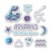 Aquarius-Sternzeichens-Sticker-Sammlung Aufkleber (Vorderseite)