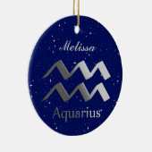 Aquarius Sun Zeichen mit Name Keramik Ornament (Rechts)