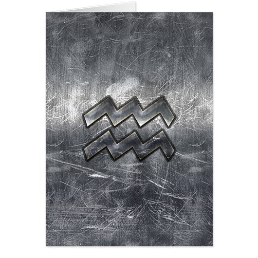 Aquarius Symbol Grunge Beändigter Silber Steel (Vorne)