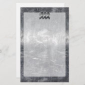 Aquarius Symbol Grunge Beändigter Silber Steel Briefpapier (Vorne/Hinten)