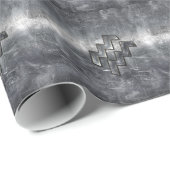 Aquarius Symbol Grunge Beändigter Silber Steel Geschenkpapier (Rolleneckpunkt)