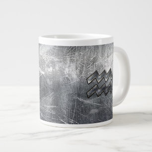 Aquarius Symbol Grunge Beändigter Silber Steel Jumbo-Tasse