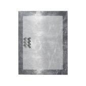 Aquarius Symbol Grunge Beändigter Silber Steel Notizblock (Rotiert)
