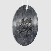Aquarius Symbol Grunge Beändigter Silber Steel Ornament (Vorderseite)
