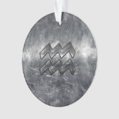 Aquarius Symbol Grunge Beändigter Silber Steel Ornament (Vorderseite)