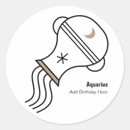 Aquarius the water bearer personalized party favor runder aufkleber