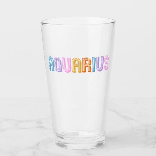 Aquarius typography trendy zodiac bunt glas (Vorderseite)
