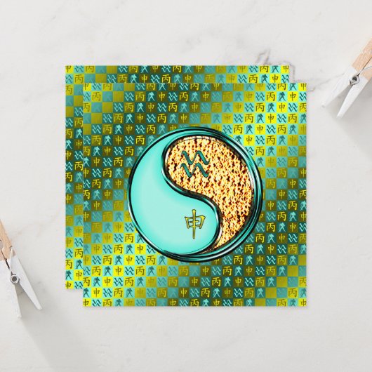 Aquarius und Feueraffe Karte (Vorderseite/Rückseite Beispiel)