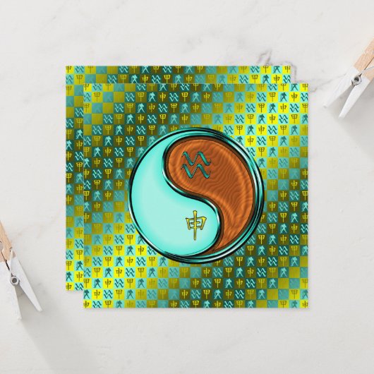 Aquarius und Holzaffe Karte (Vorderseite/Rückseite Beispiel)