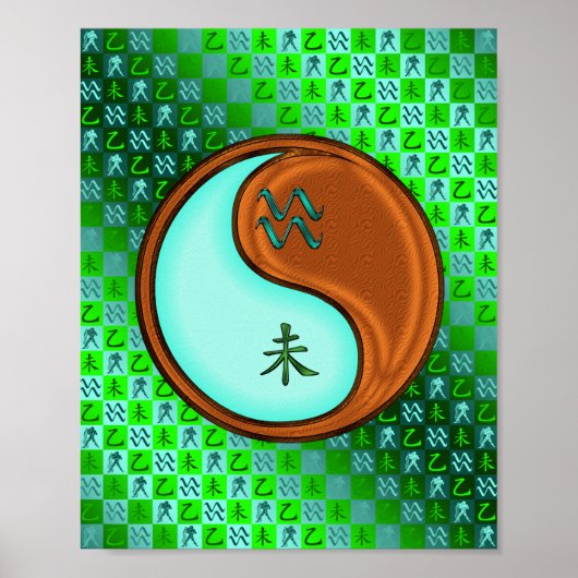 Aquarius und Holzziege Poster (Vorne)