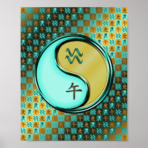Aquarius und Metallpferd Poster