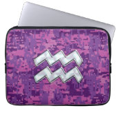 Aquarius Unterschreiben auf fuchsienrosa Camouflag Laptopschutzhülle (Vorderseite)