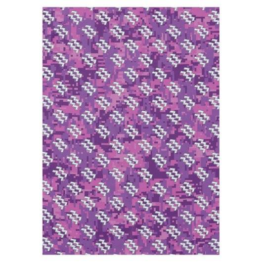 Aquarius Unterschreiben auf fuchsienrosa Camouflag Tischdecke (Vorderseite)