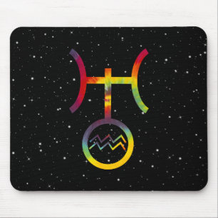Aquarius Uranus Planetäre Symbol Sterne Gefärbte K Mousepad