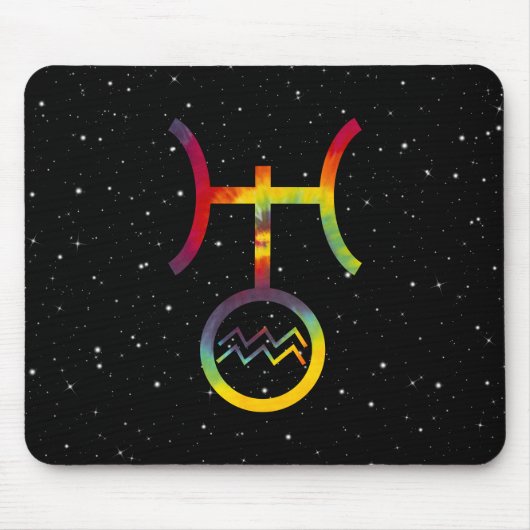 Aquarius Uranus Planetäre Symbol Sterne Gefärbte K Mousepad (Vorne)