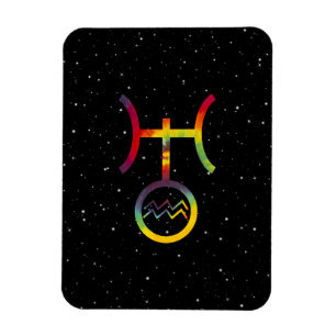 Aquarius Uranus Planetary Symbol Starry Tie Dye Magnet