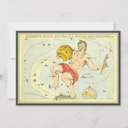 Aquarius, Vintage Konstellation, Uranischer Spiege Einladung (Vorderseite)