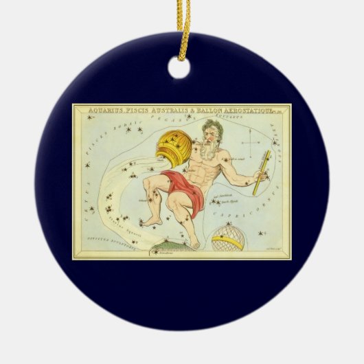 Aquarius, Vintage Konstellation, Uranischer Spiege Keramik Ornament (Vorne)